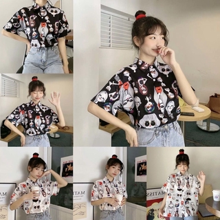 เสื้อยืดแขนสั้น สไตล์ฮาราจูกุ สําหรับผู้หญิง ไซซ์ S - xl