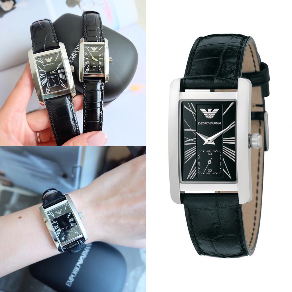 นาฬิกาข้อมือผู้หญิง แบรนด์ Emporio Armani  black dial watch