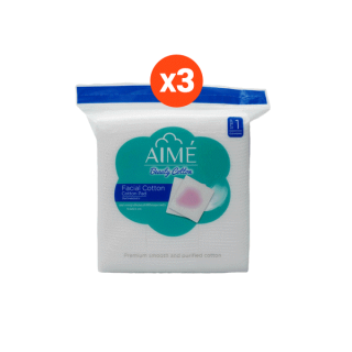 [3ชิ้น] [ขายดี] AIME เอเม่ Facial Cotton Pads สำลีสำหรับผิวหน้า 40g 70 แผ่น