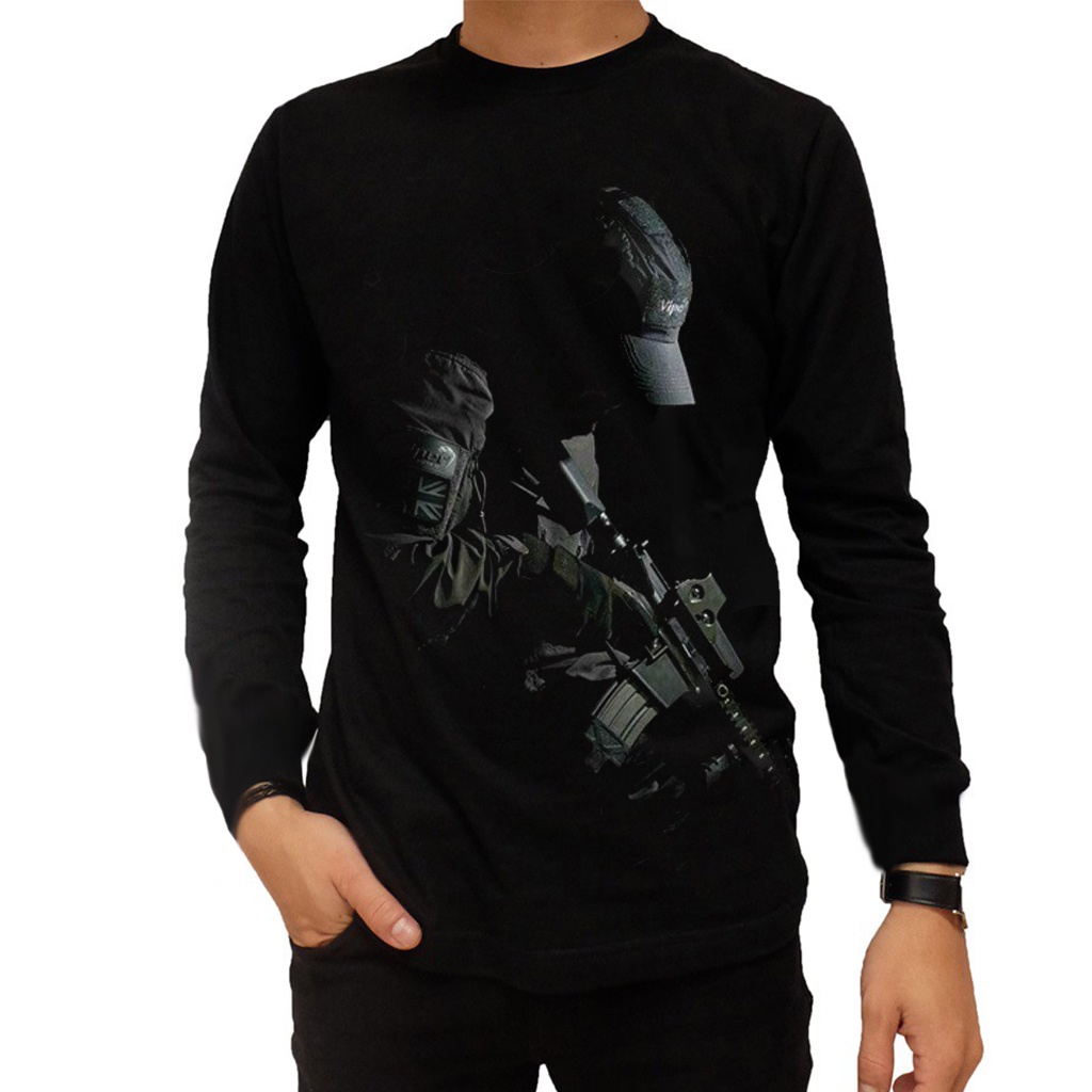Sniper Hat Long T-Shirt/เสื้อเชิ้ตแขนยาวผู้ชาย/เสื้อยืด Distro สําหรับผู้ชาย/เสื้อยืดลําลองสําหรับผู