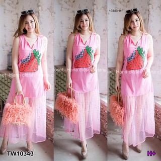 AK 10343 Maxi Dress #สาวอวบ เดรสยาวแขนกุด