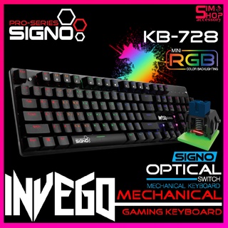 คีบอร์ดเกมมิ่ง RGB SIGNO KB-728 Mechanical Keyboard Blue Switch (Invego) ประกัน 1ปี