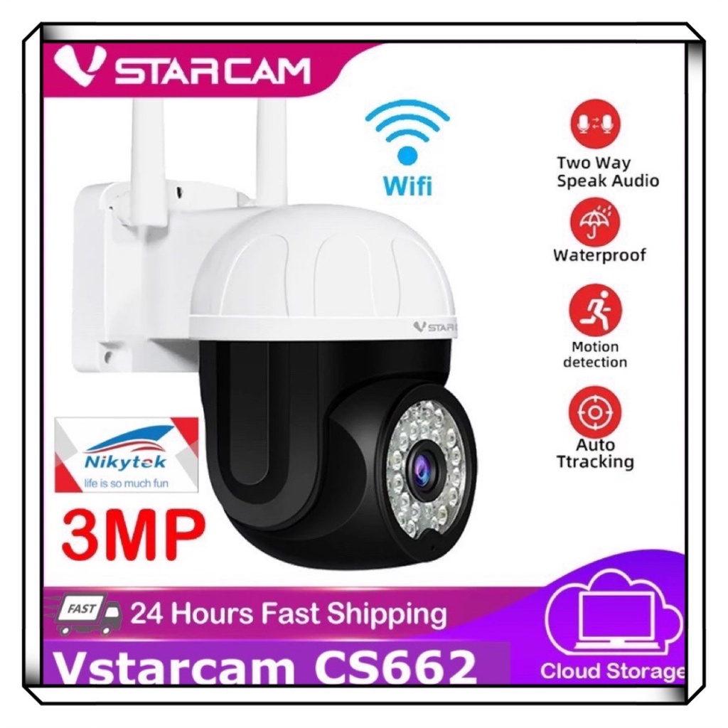 Vstarcam CS662 ใหม่2023 กล้องวงจรปิดไร้สาย Outdoor ความละเอียด 3MP(1296P) กล้องนอกบ้าน ภาพสี มีAI+ คนตรวจจับสัญญาณเตือน