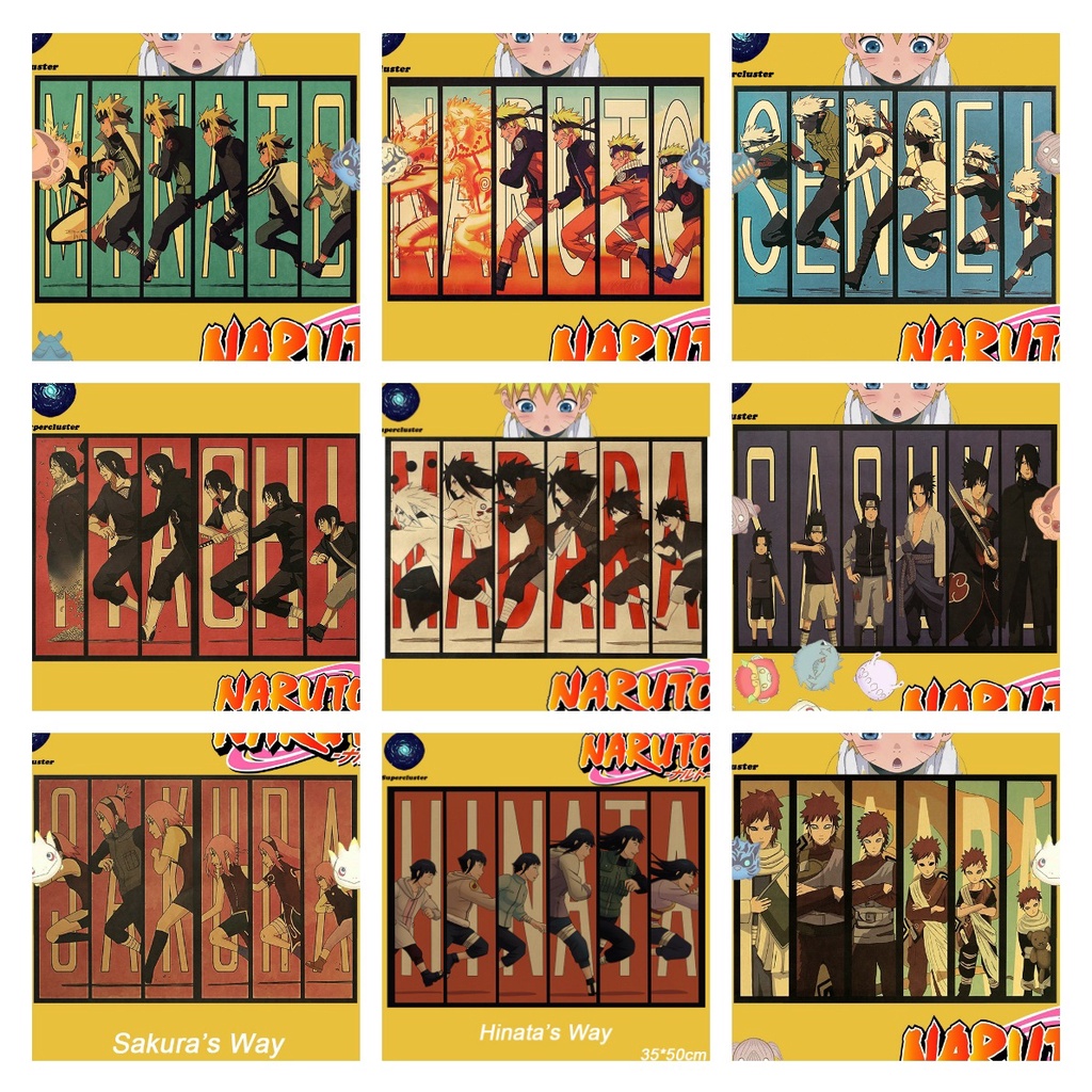 Naruto Combo Set Anime "The Way" โปสเตอร์กระดาษคราฟท์ Naruto วอลล์เปเปอร์โปสเตอร์ติดผนังภาพวาด 35*50 ซม.