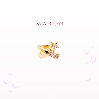 MARON - Feo Stars Cross Ear Cuff ชุบสี Beige Gold ต่างหูหนีบ พลอยเพทายสีขาว เงินแท้925