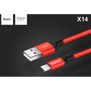 Hoco X14 สายชาร์จ สายเชื่อมต่ออุปกรณ์ USB to Micro USB ความยาว 1 เมตร Output 2.0A