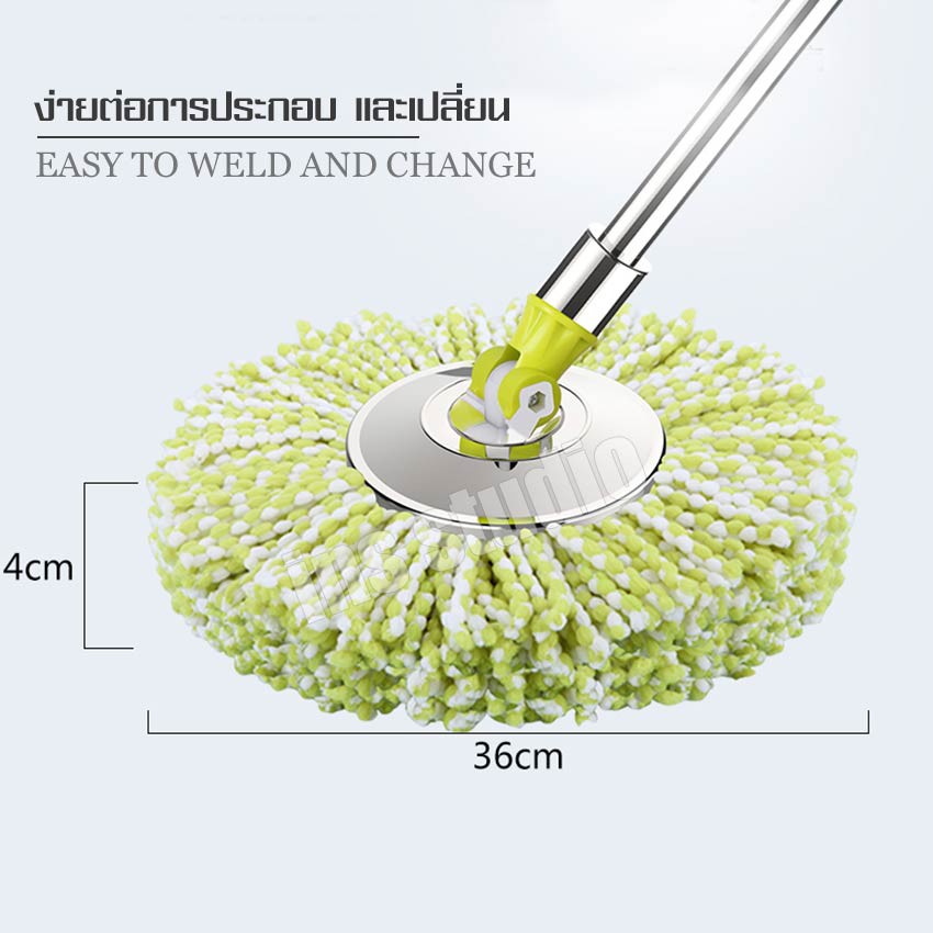 ผ้าม็อบ Spin Mop ผ้าม๊อบ อะไหล่หัวม็อบ ผ้าถูพื้น ประหยัดแรง แข็งแรงทนทาน ผ้าไมโครไฟเบอร์