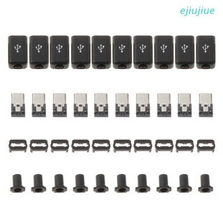 Cc ปลั๊กเชื่อมต่อ Micro USB ตัวผู้ 5 Pin พร้อมฝาครอบพลาสติก 4 in 1 DIY 10 ชุด