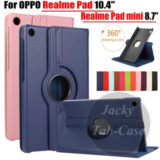 เคสแท็บเล็ตหนัง ฝาพับ หมุนได้ 360 องศา พร้อมขาตั้ง สําหรับ Realme Pad Mini 2022 RealmePad 2021 10.4 นิ้ว RMP2102 RMP2103 OPPO Realme RMP2105 8.7 นิ้ว 4G|3g|Lte เคส PU กันเหงื่อ