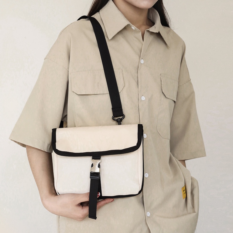 Ulzzang กระเป๋าสะพายไหล่ ผ้าไนล่อน สไตล์เกาหลี แฟชั่นสําหรับผู้ชาย