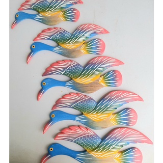 นกเป็ดน้ำ (5 ชิ้น) ทำด้วยไม้สัก งานHANDMADE  สำหรับติดผผังบ้าน/ร้านอาหาร