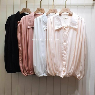 Braid Short Sleeve Shirt เสื้อผ้า silk ผ้านุ่มลื่น