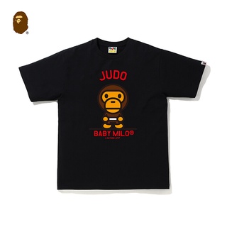 HH BAPE Mens Spring and Summer BABY MILO Cartoon Print Multicolor Casual Short-sleeved T-shirt เสื้อยืดคอกลม