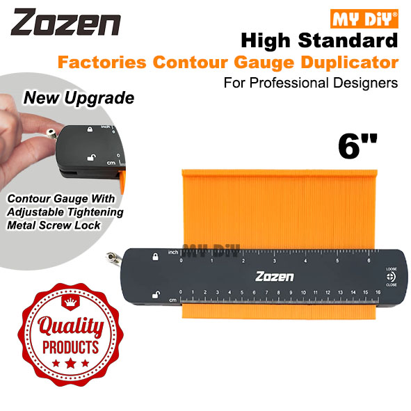 MYDIYSDNBHD - Contour Gauge Duplicator Contour Profile Gauge พร้อมที่จับโลหะล็อคแกนด้านใน มีขนาด 6" 
