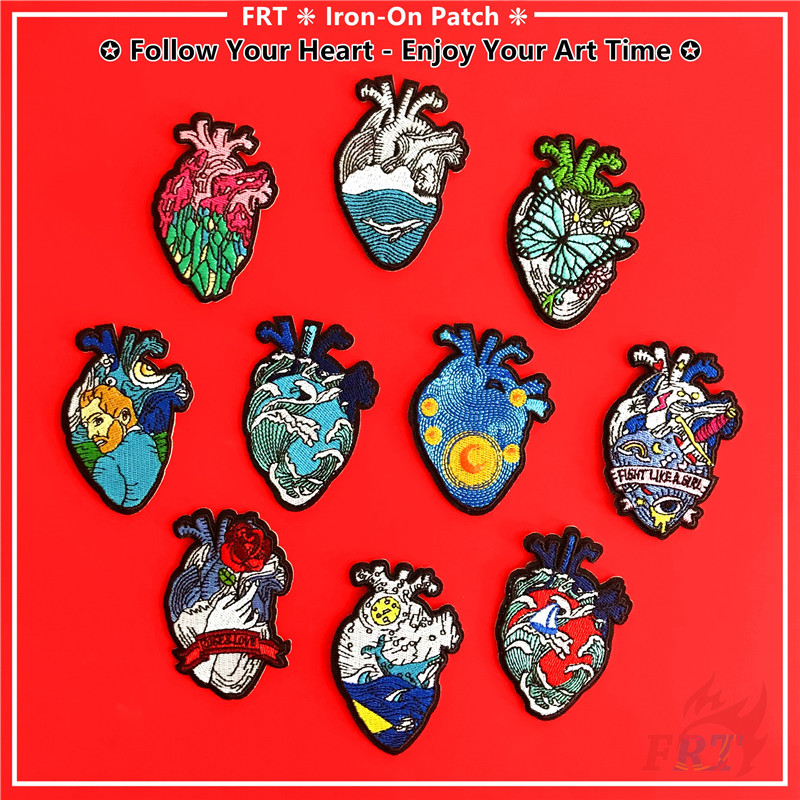 ☸ แผ่นแพทช์รีดร้อน ลาย Follow Your Heart สําหรับงานศิลปะ ☸ แผ่นแพทช์รีดติดเสื้อ DIY 1 ชิ้น