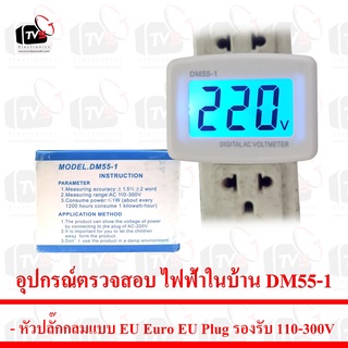 [ สินค้าอยู่ไทย พร้อมจัดส่ง ] อุปกรณ์ตรวจสอบ ไฟฟ้าในบ้าน DM55-1 AC Panel Meter 110V 220V หัวปลั๊กกลมแบบ EU