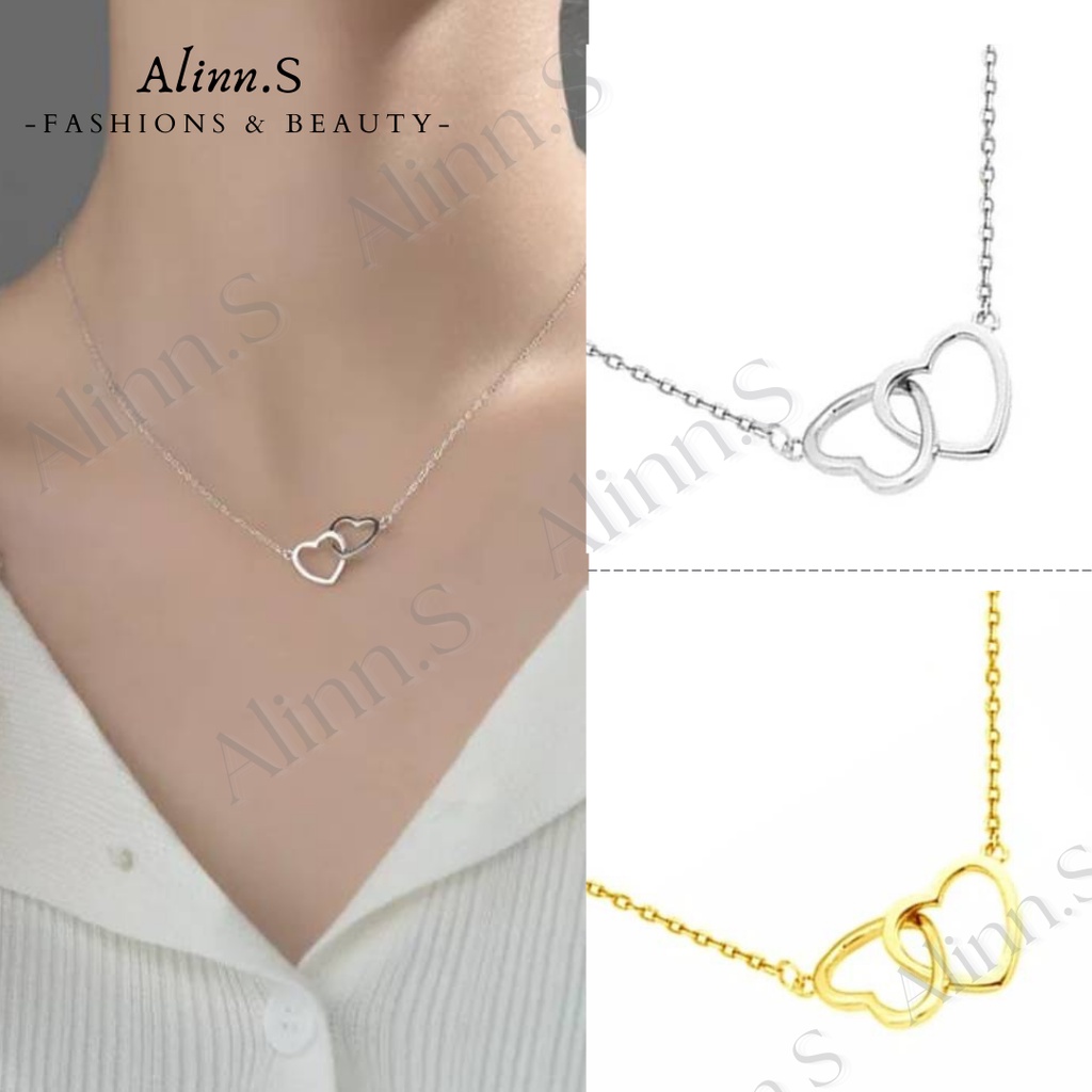 Aliz สร้อยคอ Close Couple Heart สีทอง/เงิน