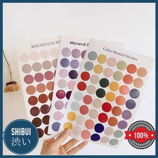 SHIBUITH พร้อมส่งในไทย ไม่รอนาน สติ๊กเกอร์วงกลม มีลายมากกว่า 10 แบบ Round sticker สี earthtone โทนม่วง สติ๊กเกอร์สี