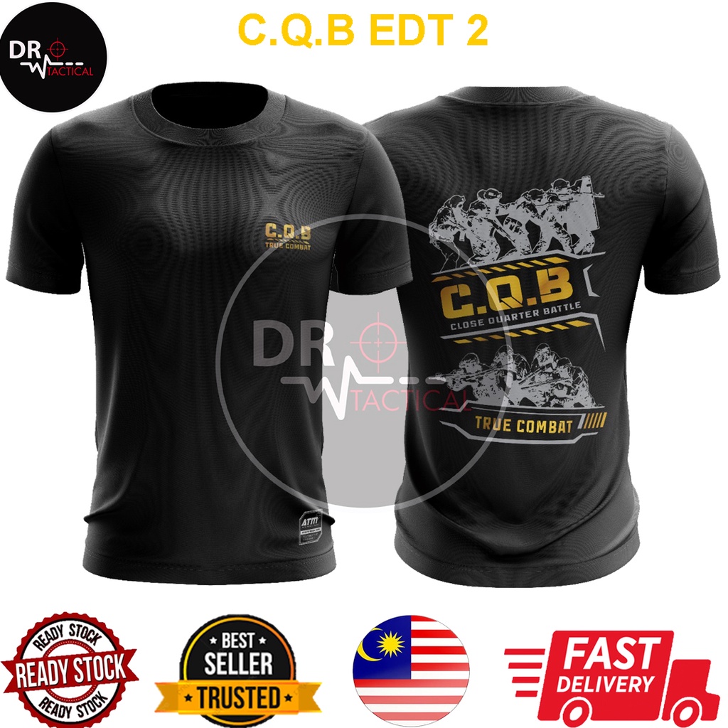 DR TACTICAL Microfiber ตาไก่ Silkscreen Tactical T shirt คอกลม แขนสั้น CQB 2