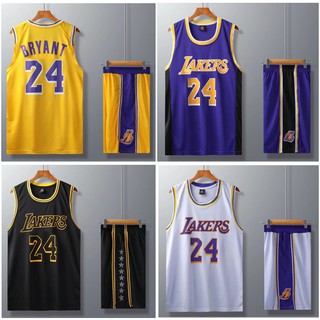 เสื้อบาสเก็ตบอล Nba Los Angeles Lakers Jersey # 24 Kobe Bryant + กางเกงขาสั้นสําหรับผู้ชาย Men Basketball Uniform Set