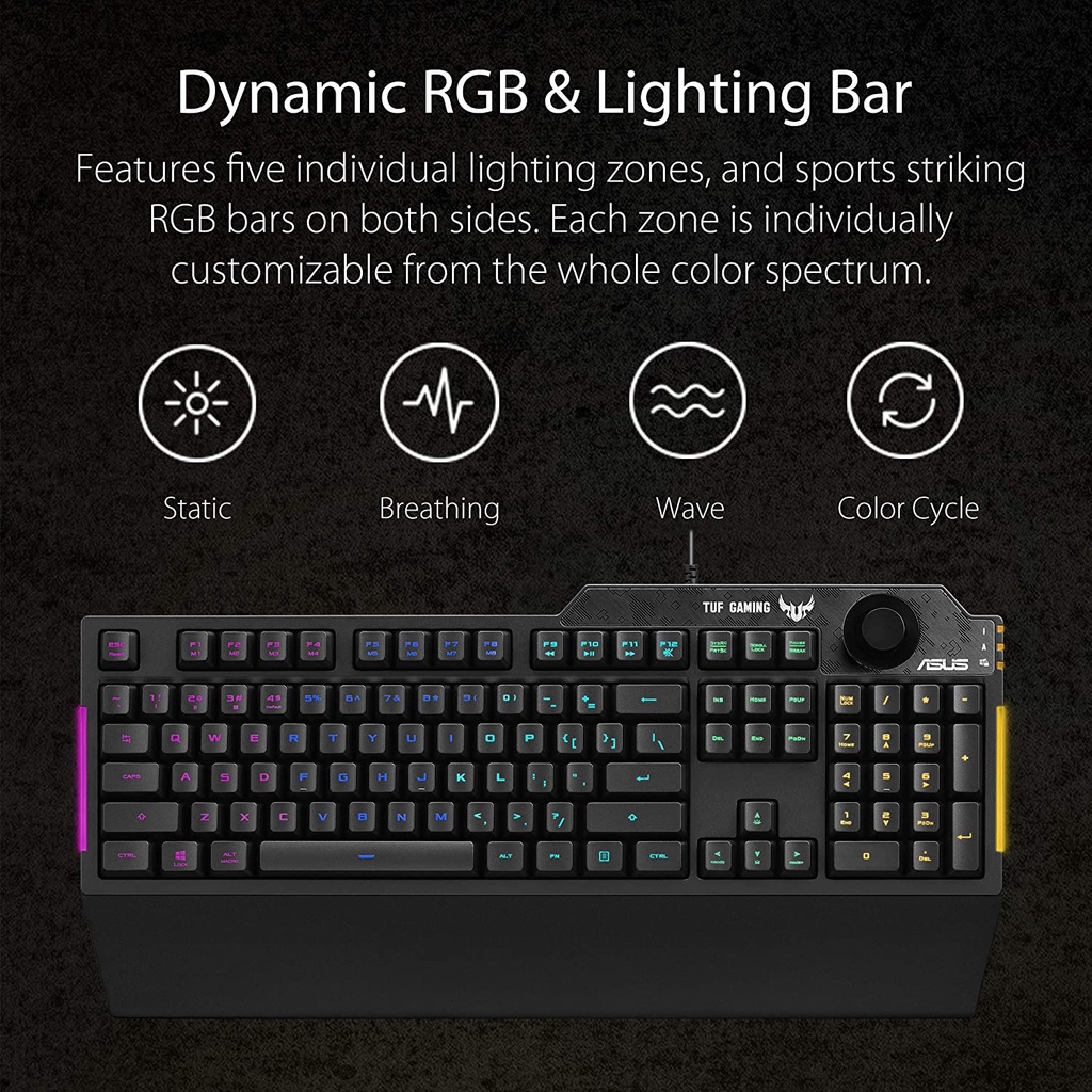 ASUS RA04 TUF GAMING K1/TH (RGB LED) KEYBOARD (เกมมิ่งคีย์บอร์ด) [แป้นพิมพ์ภาษาไทย] [90MP01X0-BKLA00]