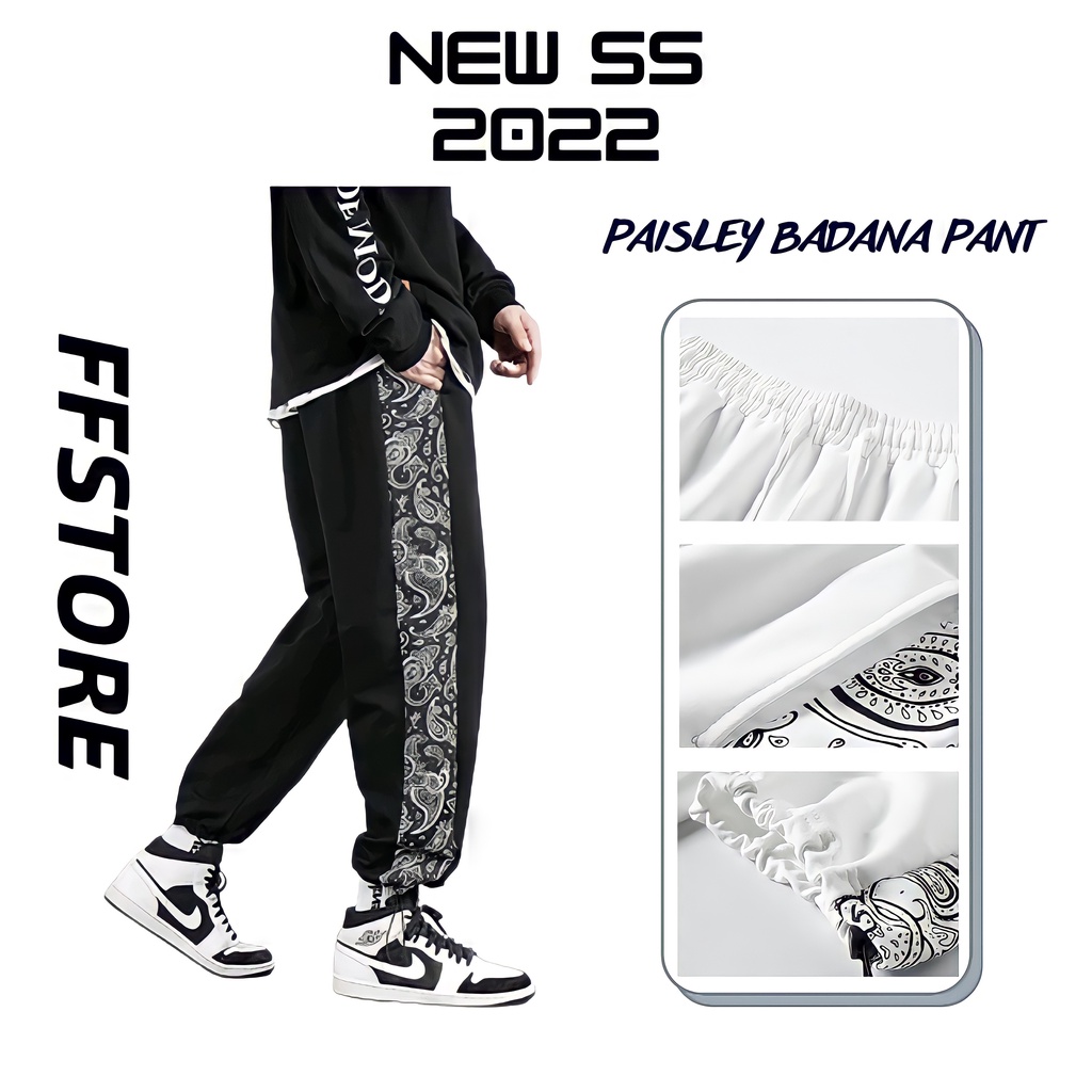 Paisley Badana FFSTORE กางเกงจ็อกเกอร์กีฬาสําหรับบุรุษและสตรีทรงหลวมผ้าฝ้ายเนื้อนุ่ม ulzzang unisex
