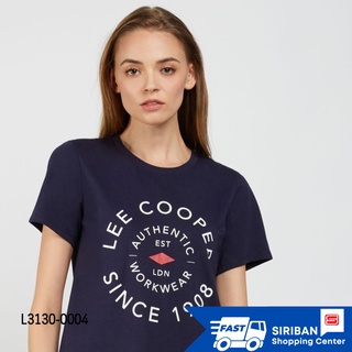 ของแท้100% Lee cooper L3130-0004 เสื้อยืดผู้หญิงสีกรม Circular LC Tee - Navy