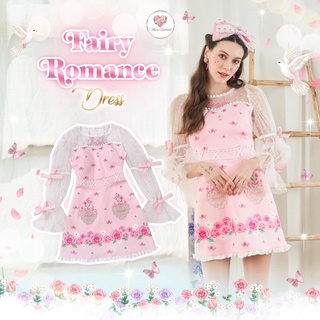 Fairy Romance Dress เดรสพิมพ์ลายสีชมพูสุดหวาน ลายสวย ดอกไม้ ดีเทลปักช่วงอก งานสวย ละเอียด ดีเทลน่ารักเจ้าหญิงทั้งชุด