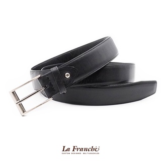 La Franche - Working Belt เข็มขัดหนังวัวแท้ Nappa สีดำ พร้อมหัวเข็มขัดนิกเกิ้ล  #3W0048