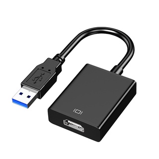 อะแดปเตอร์ USB เป็น HDTV 1080P 3.0 2.0 สีดํา สําหรับคอมพิวเตอร์ แล็ปท็อป