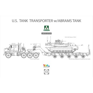 พลาสติก โมเดล ประกอบ TAKOM สเกล 1/72 U.S. M1070&amp;M1000 70 Ton Tank Transporter w/ Abrams TANK Limited Edition