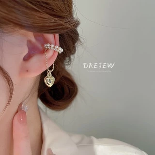 DREJEW ต่างหู แบบคลิปหนีบ ประดับไข่มุก เพชร สไตล์ฝรั่งเศส 1