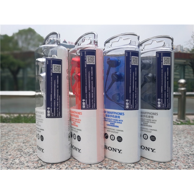 Sony MDR - EX255AP หูฟังอินเอียร์สเตอริโอ แบบไดนามิก ทรงกลม มีสาย พร้อมเสียง คุณภาพสูง