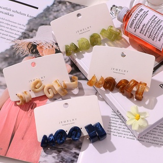 【COD】【READY STOCK】3 Pairs/set Irregular Personality Design Vintage Style Acrylic Woman Resin Card Earrings Set Accessories