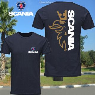 เสื้อยืดผ้าฝ้าย เสื้อยืดแขนสั้น ผ้าฝ้าย พิมพ์ลายโลโก้ Scania แฟชั่นฤดูร้อน สําหรับผู้ชาย 2022