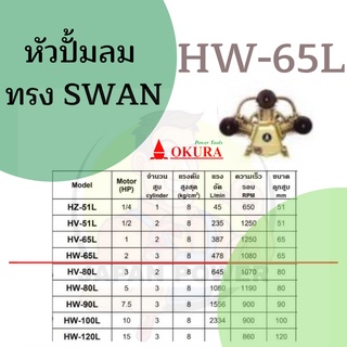 หัวปั้มลม OKURA ทรง SWAN HW-65L มอเตอร์ 2 เเรง หัวปั้ม ปั้มลม OKURA