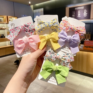 2 Pcs Korean Flower Bow Baby Hairpin Children Small Hair Clip