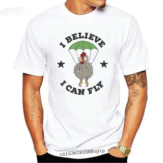 [S-5XL]เสื้อยืดลําลอง แขนสั้น พิมพ์ลาย I Believe I Can Fly Funny Chicken Balloon Top Animal Music 142 เข้ากับทุกการแต่งก