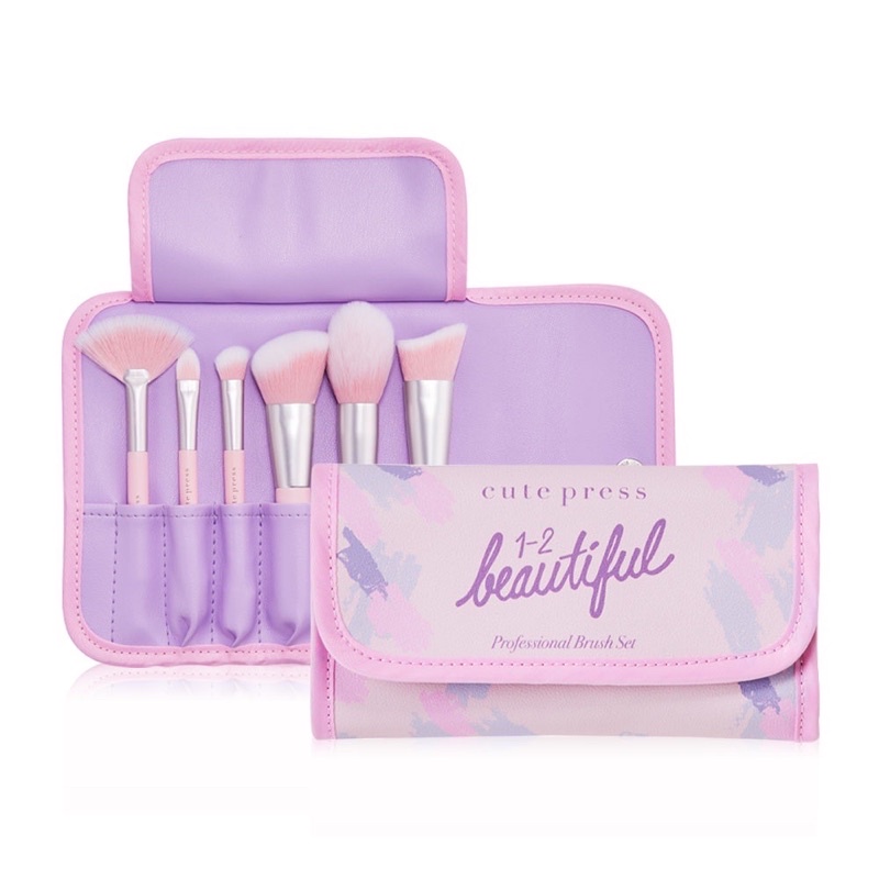Cute Press 1-2 Beautiful Professional Brush Set เซทแปรงแต่งหน้าที่คัดสรรไอเทมเมคอัพลุคเทียบเท่ามือโปร คิวท์เพรส