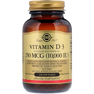 Solgar, Vitamin D3 (Cholecalciferol), 250 mcg, 10,000 IU, 120 Softgels