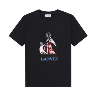 เสื้อยืดแขนสั้นลําลอง คอกลม ผ้าฝ้าย พิมพ์ลาย LANVIN LANVIN เข้ากับทุกการแต่งกาย สําหรับผู้ชาย และผู้หญิงS-5XL