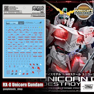 [ D.L Model ] Water decal P09 ดีคอลน้ำสำหรับ RX-0 Unicorn Gundam (Mega Size 1/48)