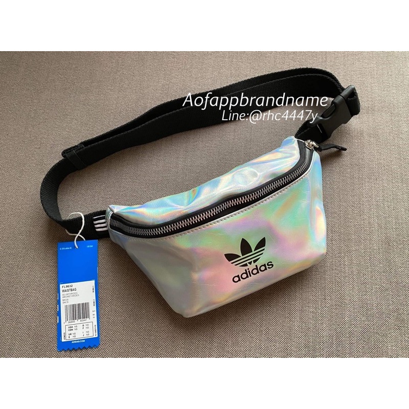 ของแท้💯 Adidas Hologram Silver Metallic กระเป๋าคาดอก/คาดเอว
