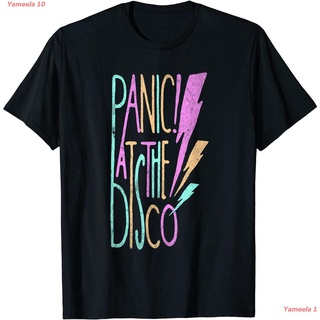 เสื้อยืดผ้าฝ้ายพิมพ์ลายขายดีPanic! At The Disco - Lightning T-Shirt ตื่นตกใจ! ที่ดิสโก้ วงร็อค เสื้อพิมพ์ลาย เสื้อแนวสตร