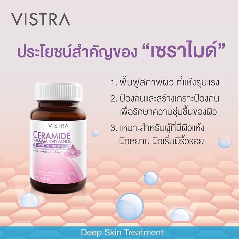 VISTRA Ceramide Gamma Oryzanol & CoQ10 Plus วิสทร้า เซราไมด์ แกมมา โอริซานอล แอนด์ โคเอ็นไซด์ คิวเท็