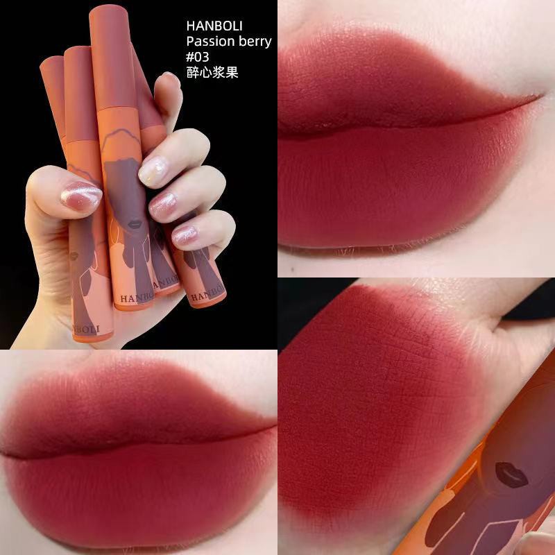 L07 HANBOLI ลิปจุ่ม ลิปสติก ลิปกลอส กันน้ำ อาร์ตแกลเลอรี่ลิปโคลนมูส Matte Lip Glaze Velvet Lipstick 