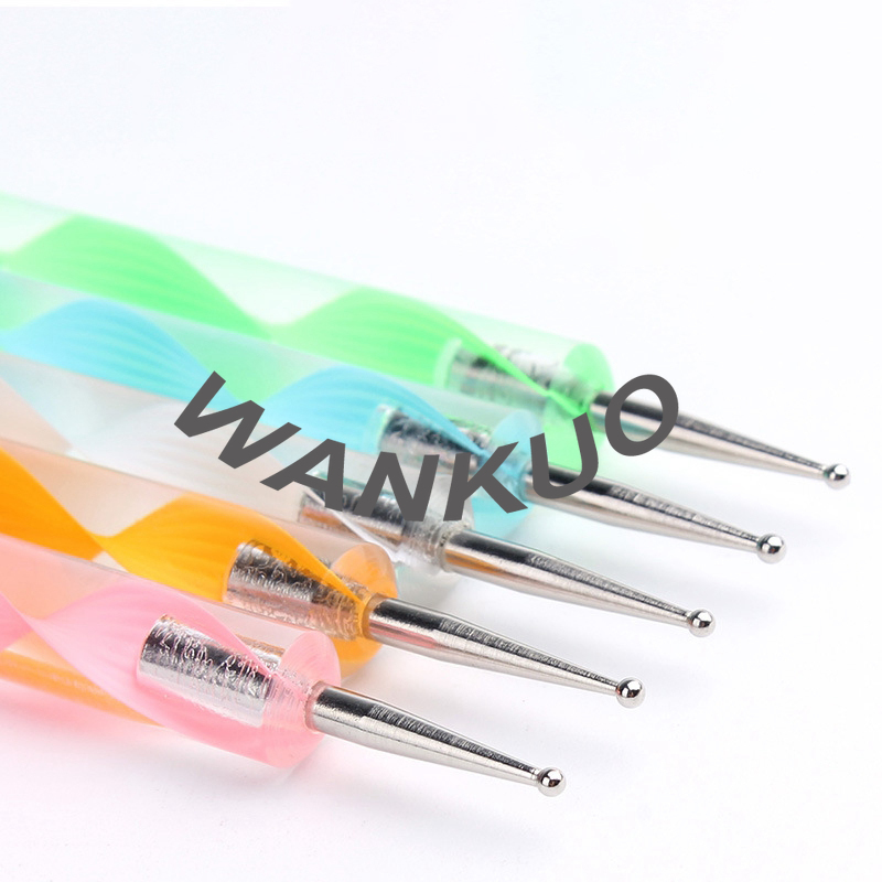 【Wankuo】ปากกาเจาะเล็บคริสตัลลายดอกไม้ 5 ชุด