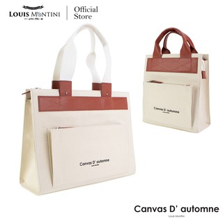 Louis Montini Canvas Shoulder Bag กระเป๋าสะพายข้าง ผ้าแคนวาส ผสมหนังแท้ (Nappa) Crossbody Bag สำหรับ ผู้หญิง ใน Collection "Canvas D automne" CVB04