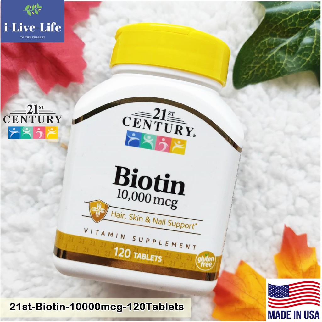 ไบโอติน Biotin 10000mcg+ calcium 120 tablets - 21st Century