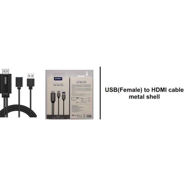USB TO HDTV CABLE (HD Video Adapter) แบบ 3 in 1 Port Female USB ใช้ได้ทุกรุ่น (Lightning / Android / Type C )